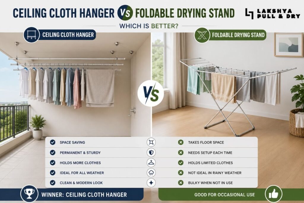 Ceiling Cloth Hanger vs Foldable Drying Stand: Which Is Better?