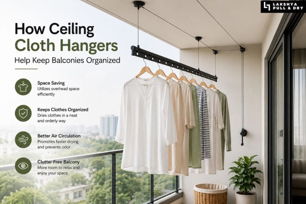 How Ceiling Cloth Hangers Help Keep Balconies Organized