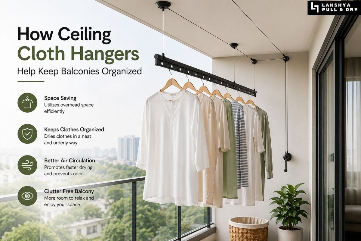 How Ceiling Cloth Hangers Help Keep Balconies Organized