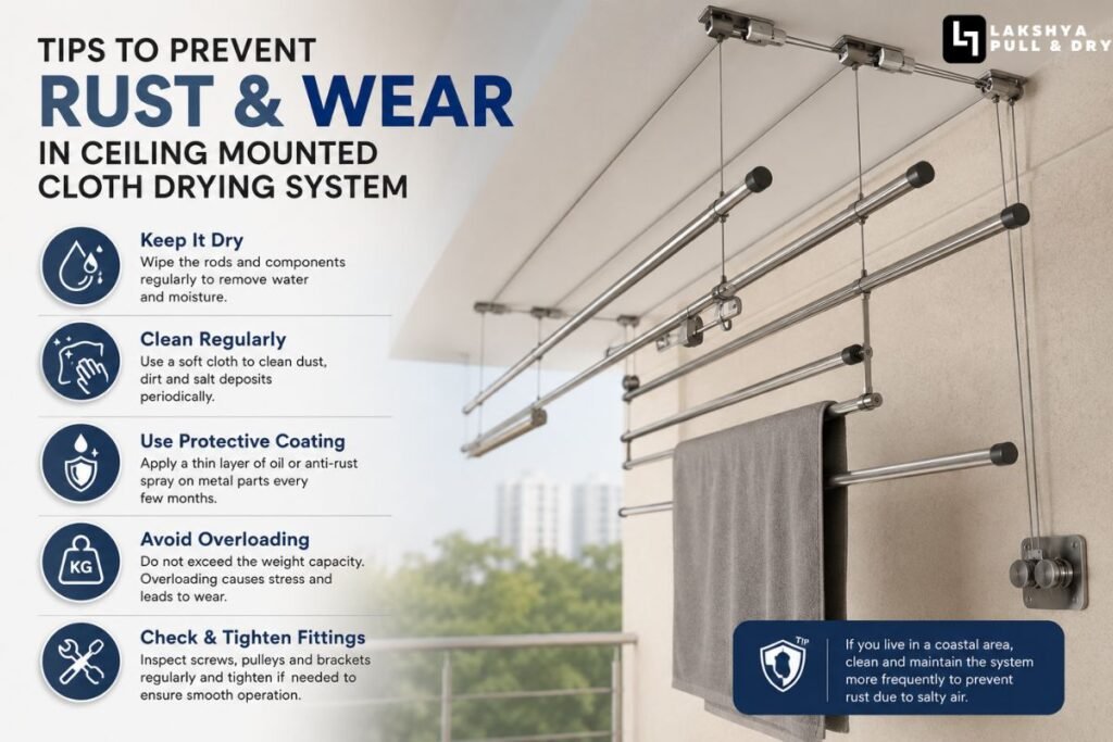 Tips to Prevent Rust and Wear in Ceiling Mounted Cloth Drying System